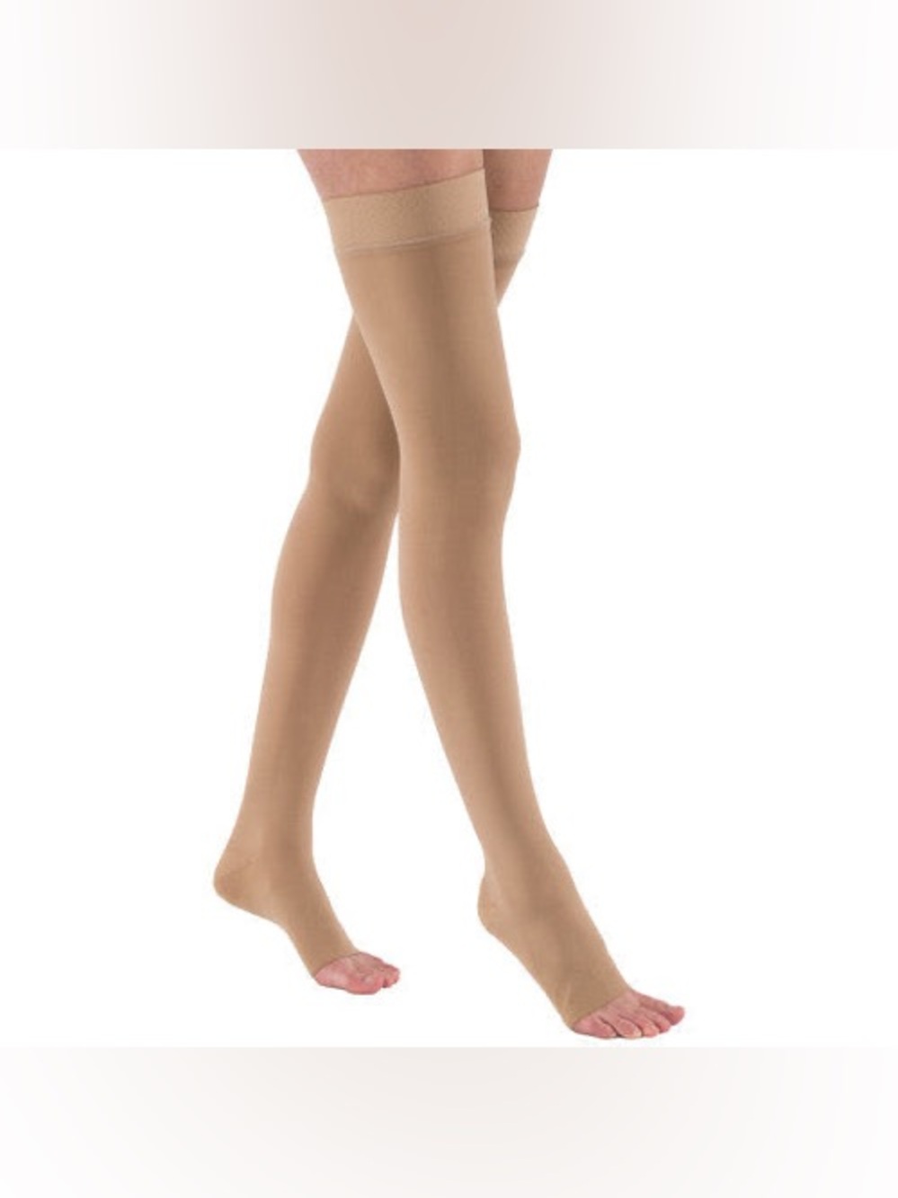 NWOT JOBST® Relief Thigh High 15-20 mmHg with Silicone Top Band Open Toe Beige